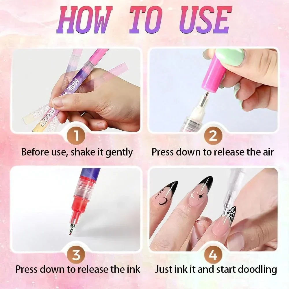 Nail Art Marker Pens Set (12 Pcs/Set)