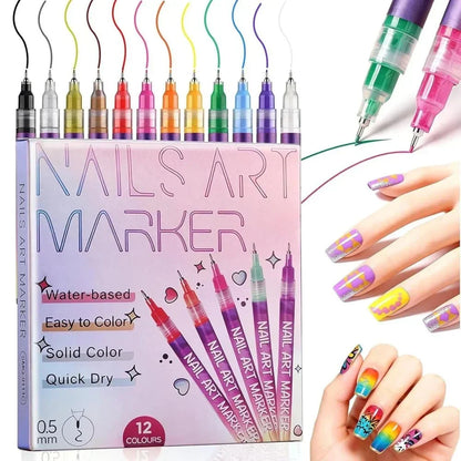 Nail Art Marker Pens Set (12 Pcs/Set)