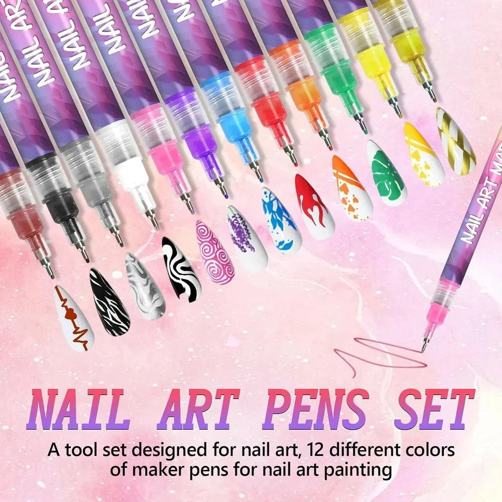 Nail Art Marker Pens Set (12 Pcs/Set)