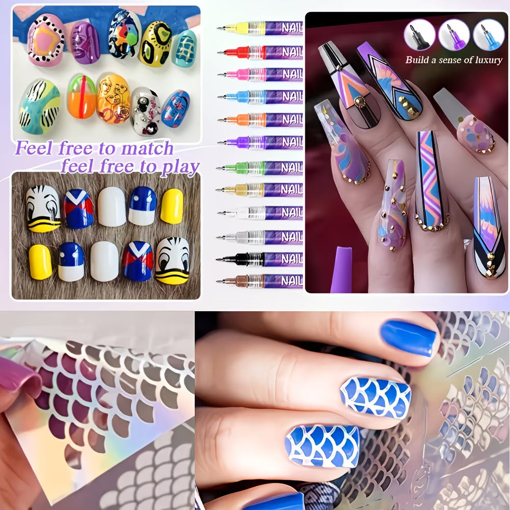 Nail Art Marker Pens Set (12 Pcs/Set)