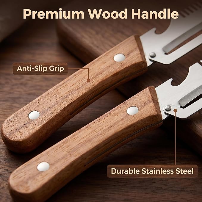 3-in-1 Multifunctional Peeler Knife with Bottle Opener & Wooden Handle