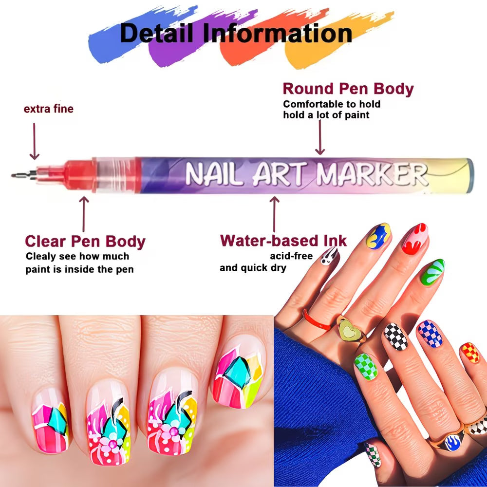 Nail Art Marker Pens Set (12 Pcs/Set)