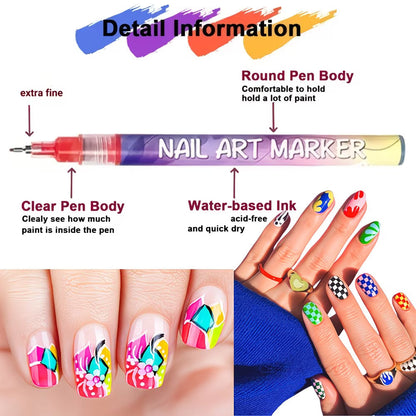 Nail Art Marker Pens Set (12 Pcs/Set)