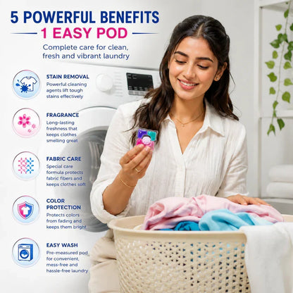 Laundry Pods – All-in-1 Stain Removal, Brightening, Softening & Fresh Aroma