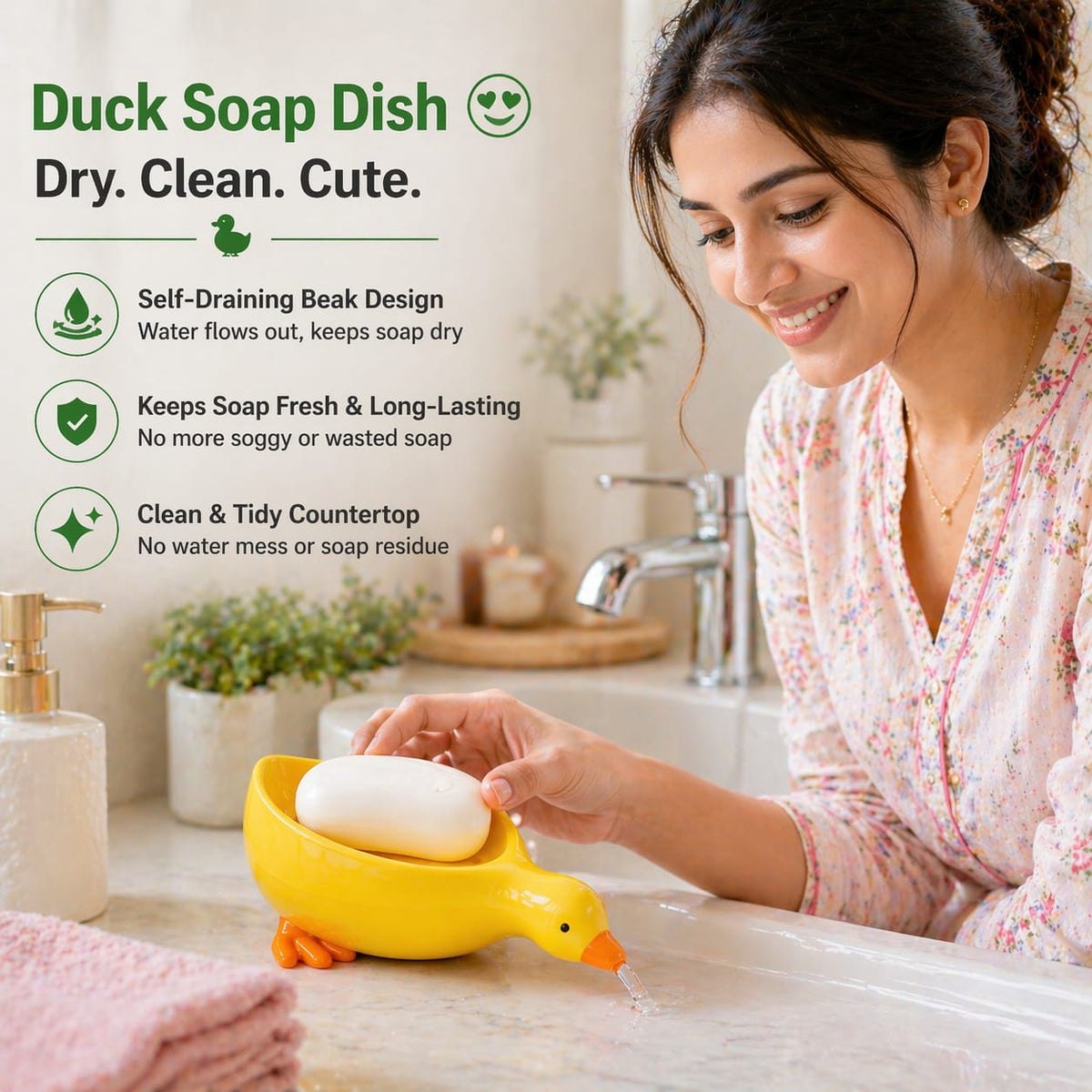 Duck Soap Holder For Bathroom, Kitchen, Washroom, Kids' Room, Travel